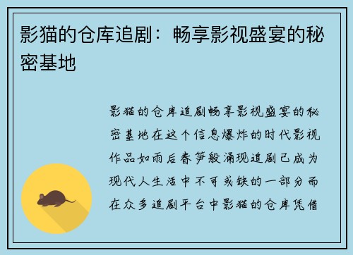 影猫的仓库追剧：畅享影视盛宴的秘密基地
